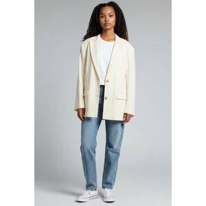 Push Button Oversized Blazer in Cream NWT Size 0